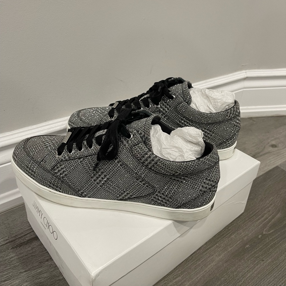 Jimmy choo Miami Silver Glitter Sneakers